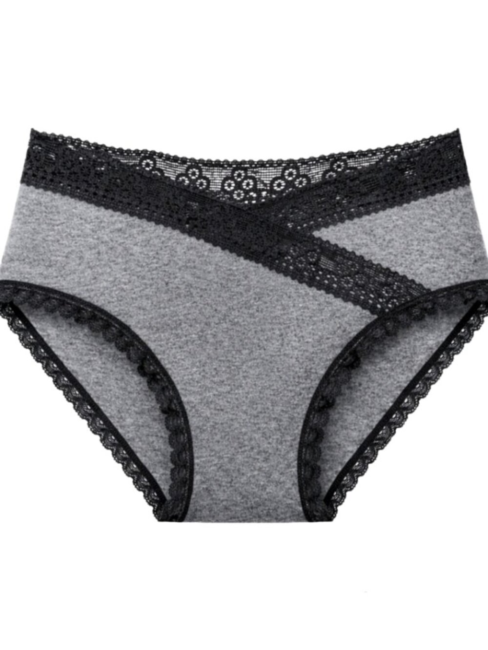 Splendies Gray Heather Bikini Panties Black Lace NWT Cotton Underwear